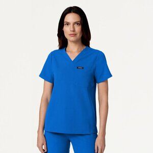 Jaanuu Women's Rhena one pocket slim scrub top royal blue L